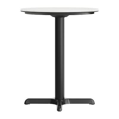 Flash Furniture Acadia 24" Round Wooden Dining Table with X-Base, White Faux Marble/Black Base (STRD24WMAT2222)