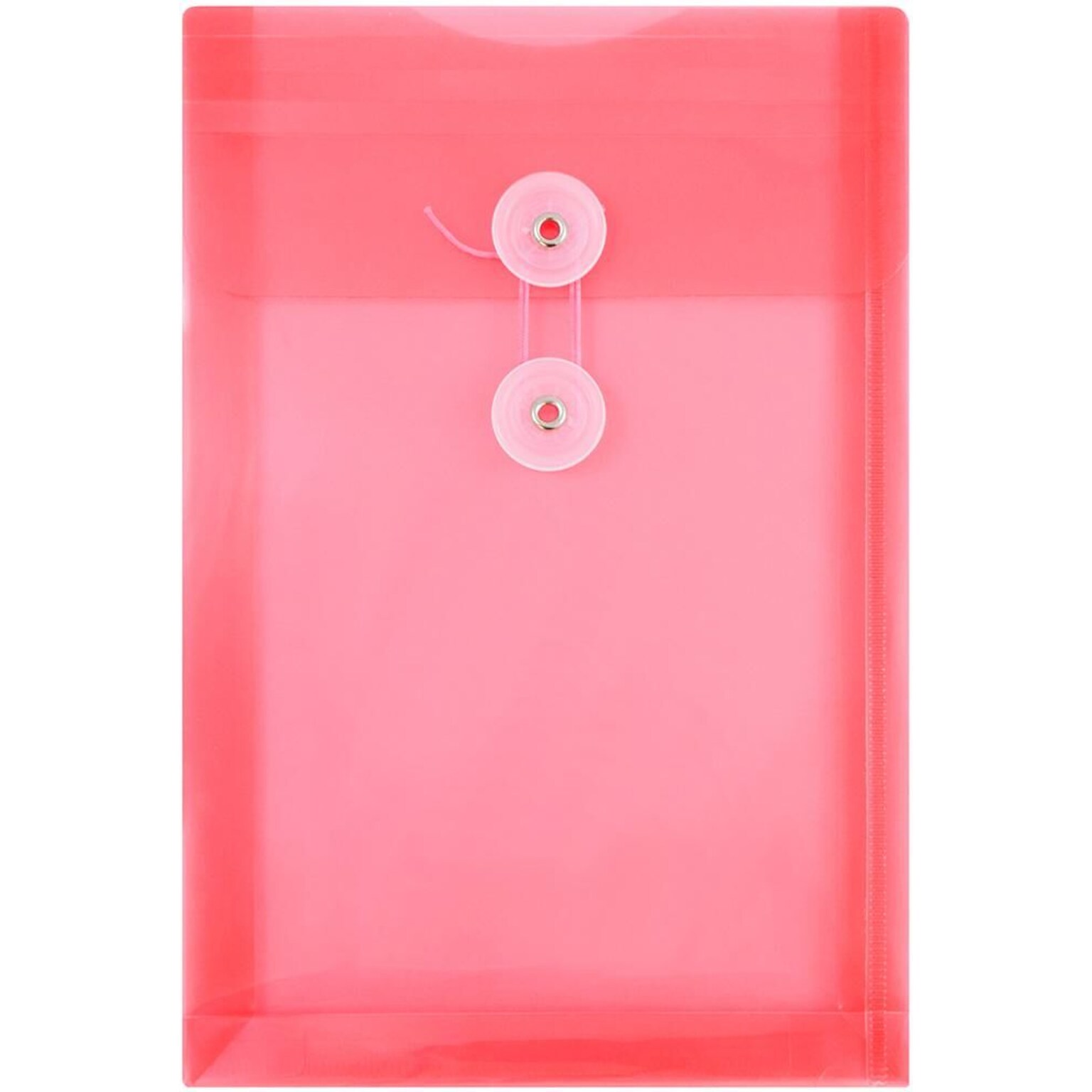 JAM Paper Premium Plastic Filing Envelope with Button & String Closure, 6 1/4 x 9 1/4, Red, 3/Pack (472B1REX3)