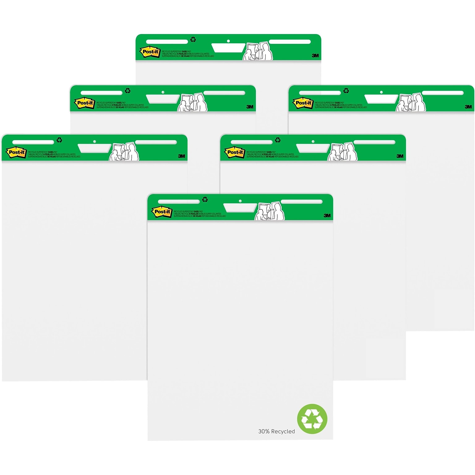 Post-it Super Sticky Easel Pad, 25 x 30, 30 Sheets/Pad, 6 Pads/Pack (559RPVAD6)