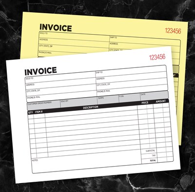 Cosco 2-Part Carbonless Invoices, 5.56" x 8.44", 50 Sets/Book, 5/Pack (074033PK5)