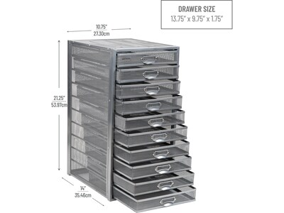 Mind Reader Network Collection 10-Compartment Metal Mesh File Storage, Silver (10CABMESH-SIL)