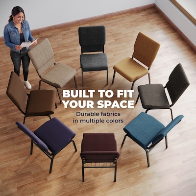 Flash Furniture HERCULES Series Fabric Church Stacking Chair, Black Patterned/Silver Vein Frame, 4 Pack (4FCH185SVJP02)