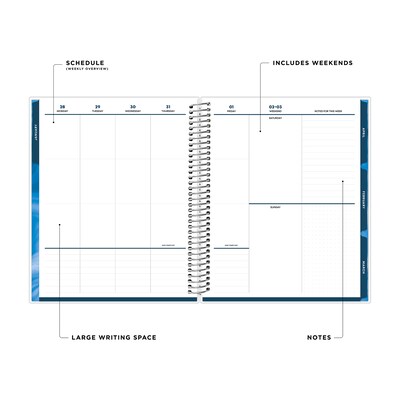 2027 Blue Sky Livewell 7 x 9 Calendar Year Weekly & Monthly Planner, Plastic Cover, Navy (161836)