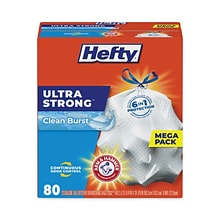 Hefty® Ultra Strong Scented Tall White Kitchen Bags, 13 gal, 0.9 mil, 23.75 x 24.88, White, 80/Box