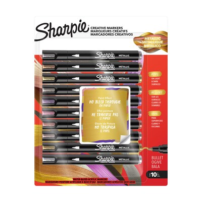 Sharpie Creative Liquid Ink Markers, Bullet Tip, Metallic, 10/Pack (2221936)