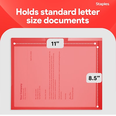 Staples Heavyweight Plastic File Jackets, Letter Size, Assorted Colors, 5/Pack (TR36053)