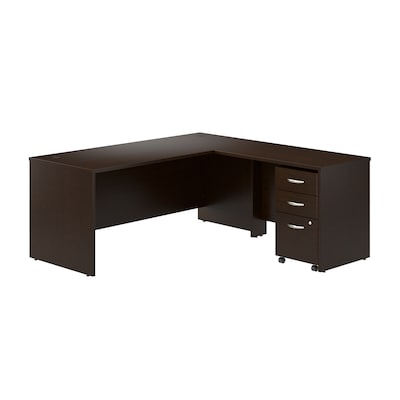 Bush Business Furniture Westfield 72W L Shaped Desk with 42W Return and Mobile File Cabinet, Mocha