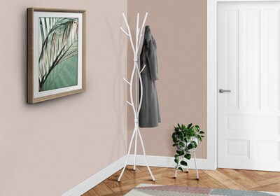 Monarch Specialties Inc. Coat Tree, White, Metal (I 2063)
