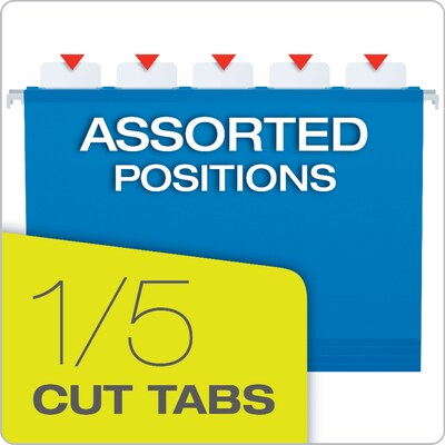 Pendaflex SureHook Reinforced Box Bottom Hanging File Folder, 1/5-Cut Tab, Letter Size, Blue, 25/Box (PFX 59202)