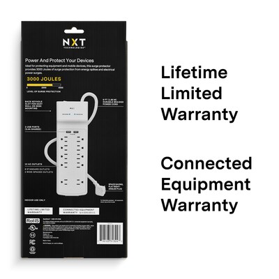 NXT Technologies™ 10-Outlet Plus USB Surge Protector, 6' Cord, 3000 Joules (NX54318)