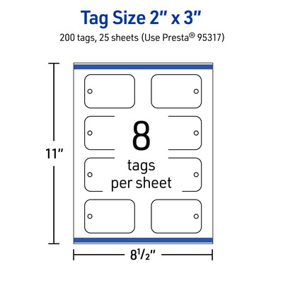 Avery 2" x 3"  Blank Price & Merchandise Tags, White, 200/Carton (95317-GWT25)