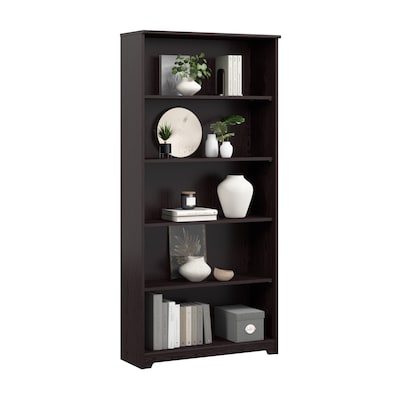 Bush Furniture Cabot 66H 5-Shelf Bookcase with Adjustable Shelves, Espresso Oak (WC31866)