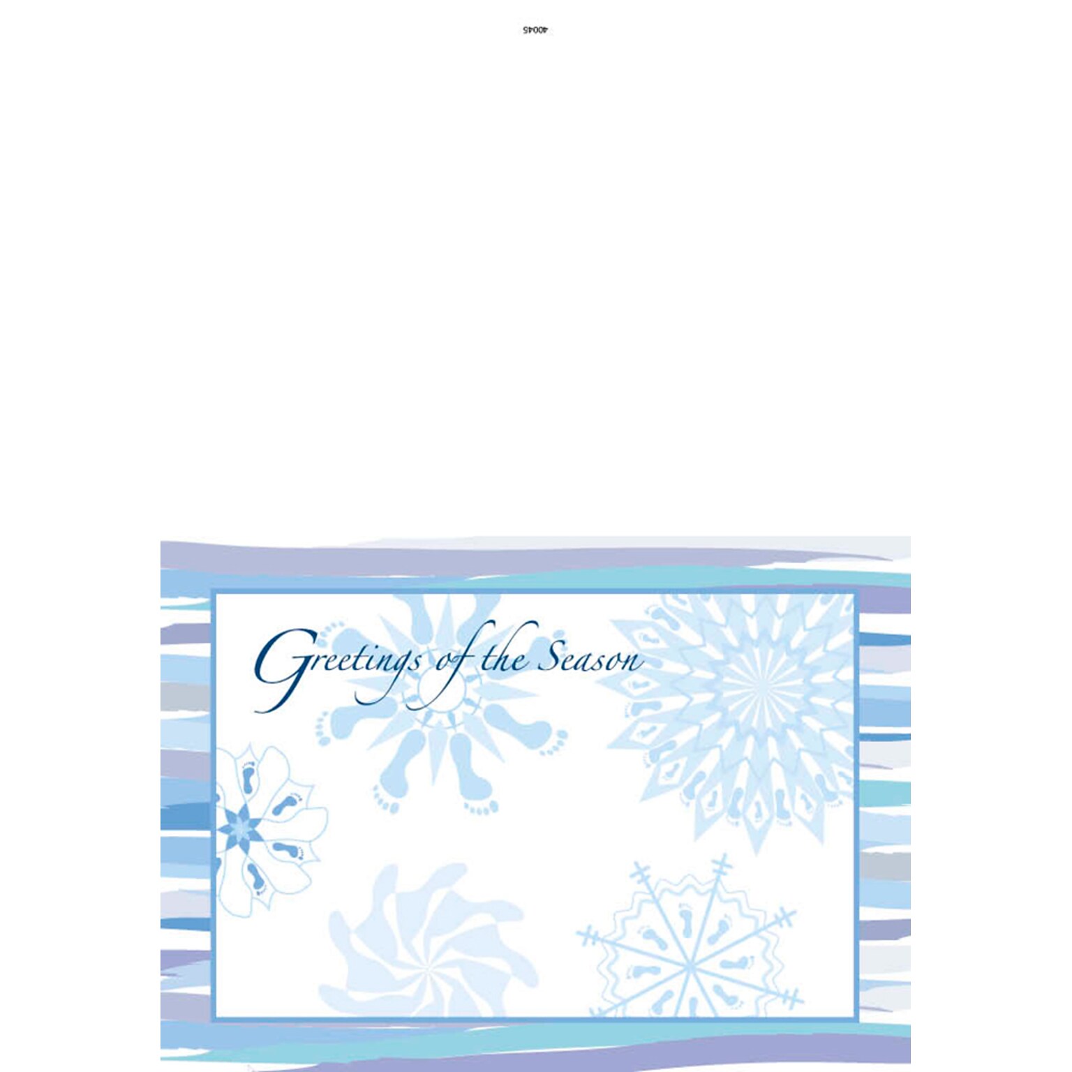 Greetings of the season - snowflakes - 7 x 10 scored for folding to 7 x 5, 25 cards w/A7 envelopes per set
