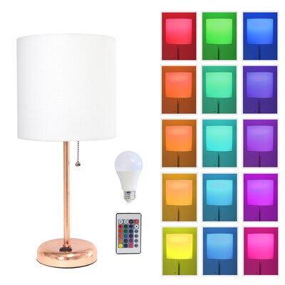 Simple Designs 19.5 LED Table Lamp, Rose Gold/White Shade (LT2024-RGD-CCLB)