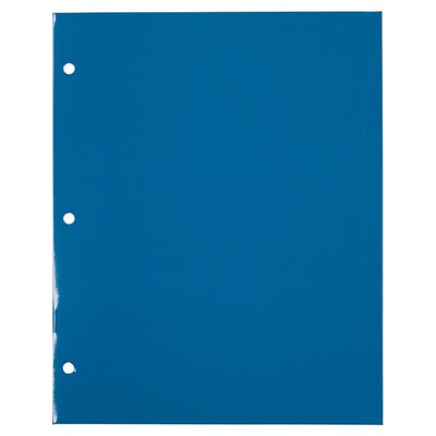 JAM Paper Laminated Glossy Glossy 3-Hole Punched 2 Pocket Cardstock Folder, Blue, 25/Pack (385GHPBUD)