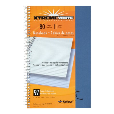 National Brand Xtreme 1-Subject Notebooks, 6" x 9.5", College Ruled, 80 Sheets, Blue (33560)