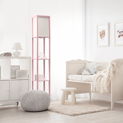 Simple Designs Etagere Organizer 62.5" Floor Lamp with Rectangular Shade, Light Pink (LF1014-LPK-CCLB)