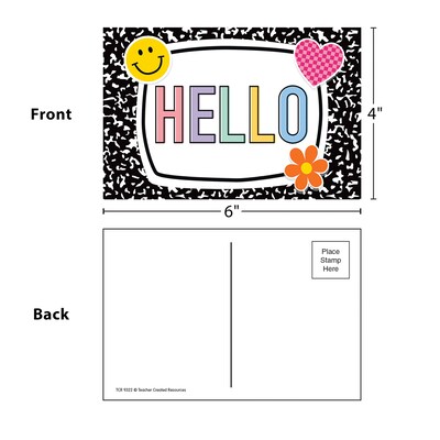 Teacher Created Resources Cool for School Hello General Use Postcards, Multicolored, 30/Pack, 6 Packs/Bundle (TCR9322-6)