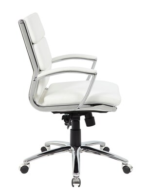 Boss Office Products Ergonomic CaressoftPlus Vinyl Swivel Executive Chair, White (B9476-WT)