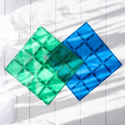 Connetix Magnetic Tiles Rainbow Blue & Green Base Plate, 2 Pieces (CNTRBG002BP)