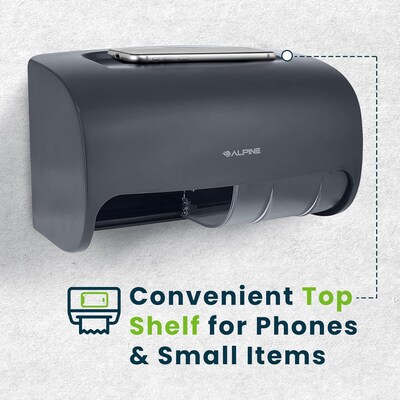 Alpine Industries Side-by-Side Double Roll Toilet Tissue Dispenser, Gray, 2/Pack (452-GRY-2PK)