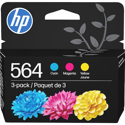 HP 564 Cyan/Magenta/Yellow Standard Yield Ink Cartridge, 3/Pack (N9H57FN#140)