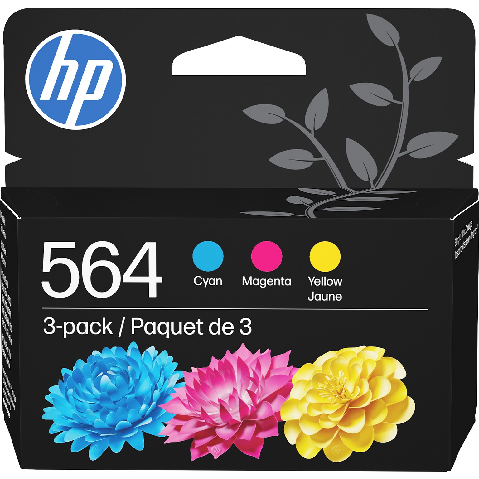 HP 564 Cyan/Magenta/Yellow Standard Yield Ink Cartridge, 3/Pack (N9H57FN#140)