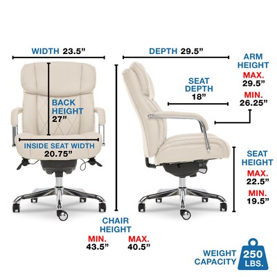 La-Z-Boy Sutherland Ergonomic Bonded Leather Swivel Computer and Desk Chair, Ivory (CHR10048C)