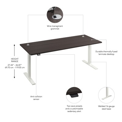 Bush Business Furniture Move 60 Series 72"W Electric Adjustable Standing Desk, Storm Gray (M6S7230SGWK)