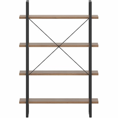 Lorell SOHO 57.5 4-Shelf Rustic Metal Frame Bookcase, Walnut Steel (LLR97619)