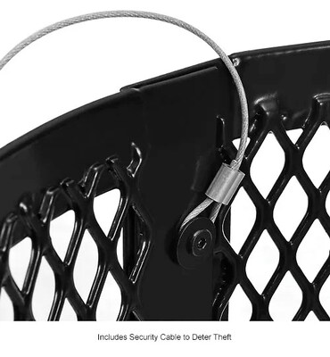 Global Industrial Outdoor Diamond Steel Trash Can w/ Dome Lid & Base, 36 Gallon, Black (261948BKD)