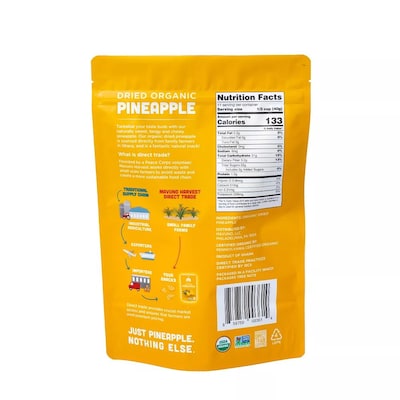 Mavuno Harvest Gluten Free Organic Dried Pineapple Fruit Snacks, 1 lb. Bag (MAHW-PNAPL1LB)
