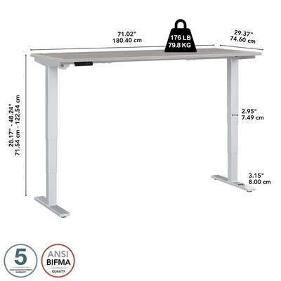 Bush Business Furniture Move 40 Series 28"-48" Adjustable Standing Desk, Platinum Gray/Cool Gray Metallic (M4S7230PGSK)