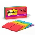 Post-it Super Sticky Notes, 3 x 3, Playful Primaries Collection, 90 Sheet/Pad, 12 Pads/Pack (65412