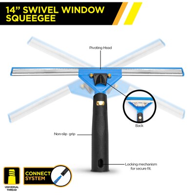 Gritt Commercial Pro Window Washing Kit with 14" Squeegee, 14" Washer and 20" Pole (GRI138)