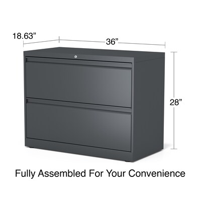 Quill Brand® 2-Drawer Lateral File Cabinet, Locking, Letter/Legal, Charcoal, 36"W (26821D)