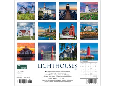 2024 Willow Creek Lighthouses 12" x 12" Monthly Wall Calendar (34279)