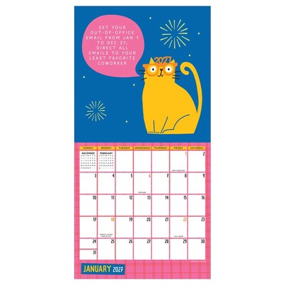 2027 TF Publishing Cats vs Adulting 7 x 7 Monthly Wall Calendar, Multicolored (27-2105)
