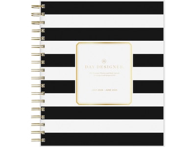 2024-2025 Blue Sky Day Designer Rugby Stripe 8 x 10 Academic Daily Planner, Plastic Cover, White/B