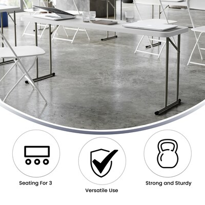 Flash Furniture Kathryn Folding Table, 70.8" x 18", Granite White (RB1872)