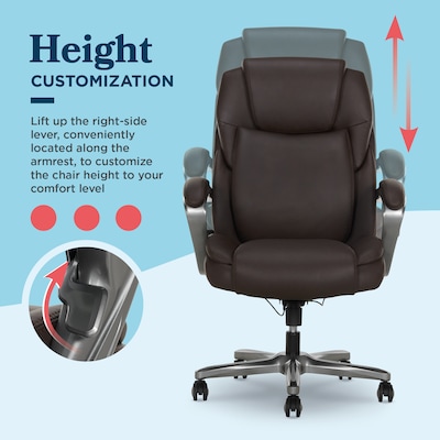 La-Z-Boy Niall AIR Lumbar Pro+ Ergonomic Vegan Leather Executive Big & Tall Chair, 400 lb. Capacity, Dark Brown (60114-DBRN)