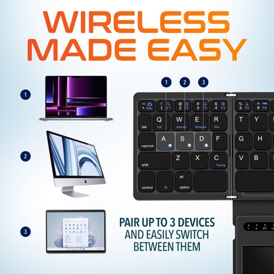 Delton F92 Foldable Portable Wireless Keyboard with Touchpad, Black (DKBF92)