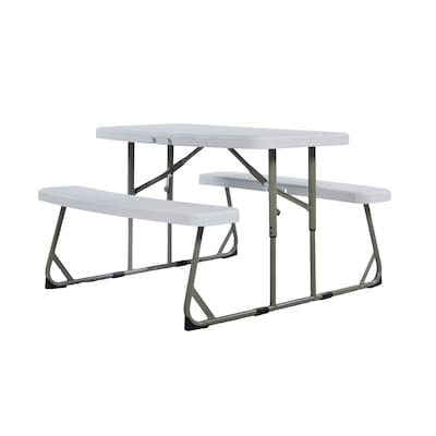 Flash Furniture Paige Rectangular Folding Kids Picnic Table and Benches, 32.625 x  37.5, White (RB