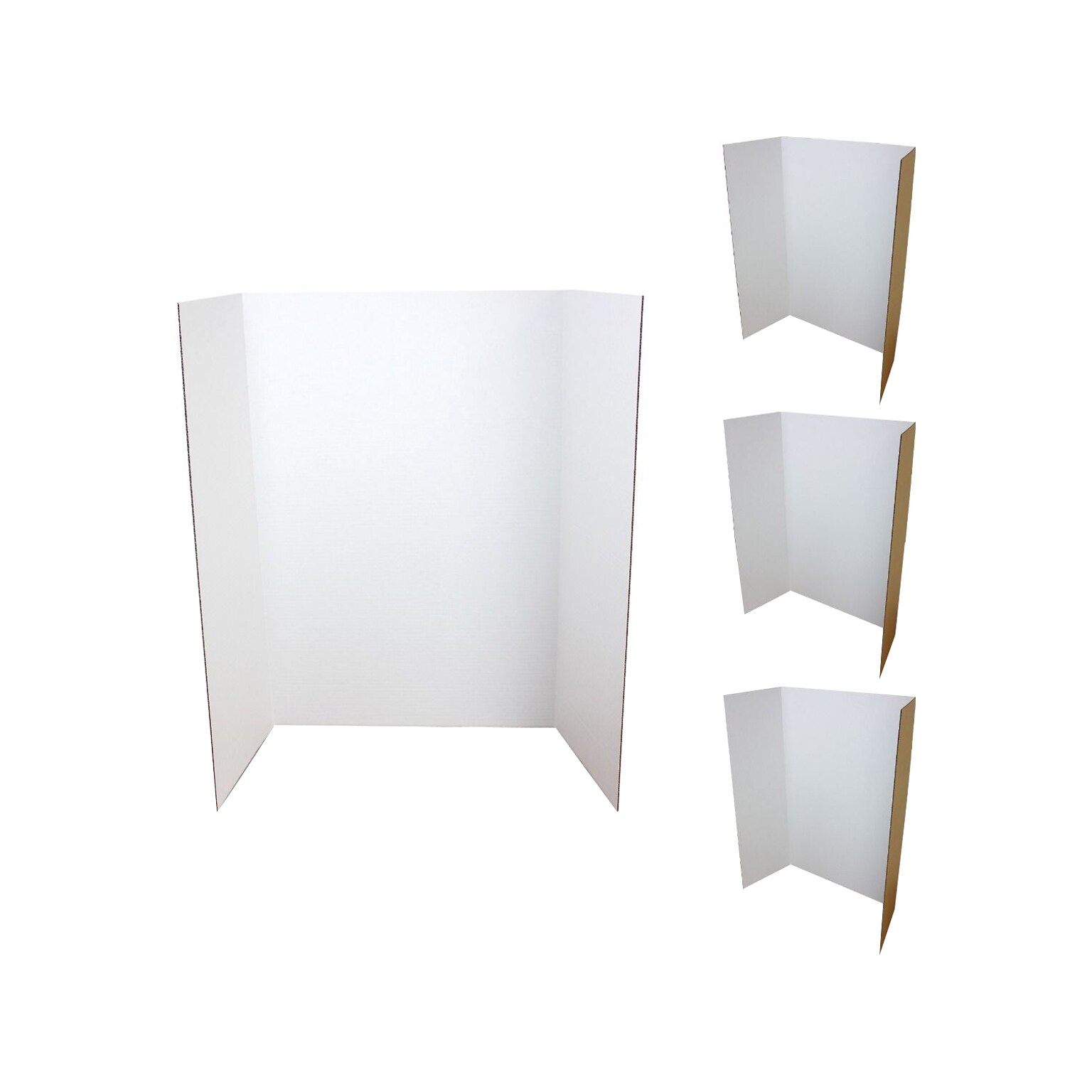 Flipside Tri-Fold Project Board, 48 x 36, Corrugated Paper, White, 4/Pack (18042)