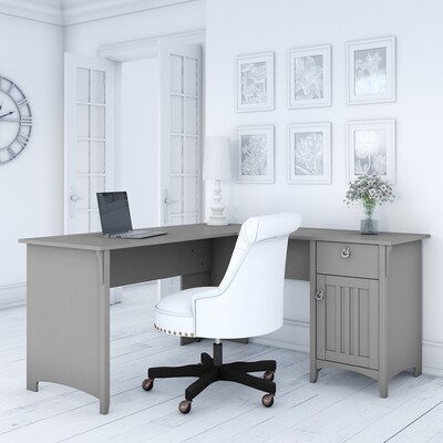 Bush Furniture Salinas 60"W L Shaped Desk with Storage, Cape Cod Gray (SAD160CG-03)