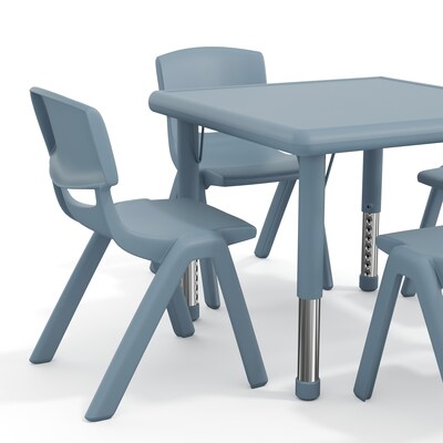 Flash Furniture Emmy Square Activity Table Set, 24" x 24", Height Adjustable, Dusty Blue (YCX232SQRTBDTBE)