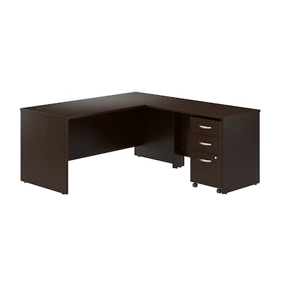 Bush Business Furniture Westfield 66W L Shaped Desk with 42W Return and Mobile File Cabinet, Mocha