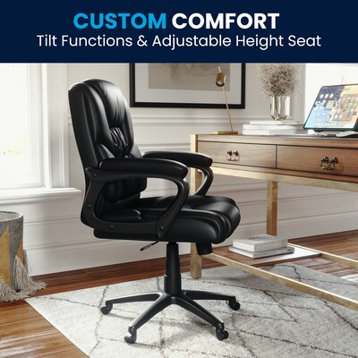 Flash Furniture Fundamentals Ergonomic LeatherSoft Swivel Big & Tall Office Chair, Black (CX1179HBK)