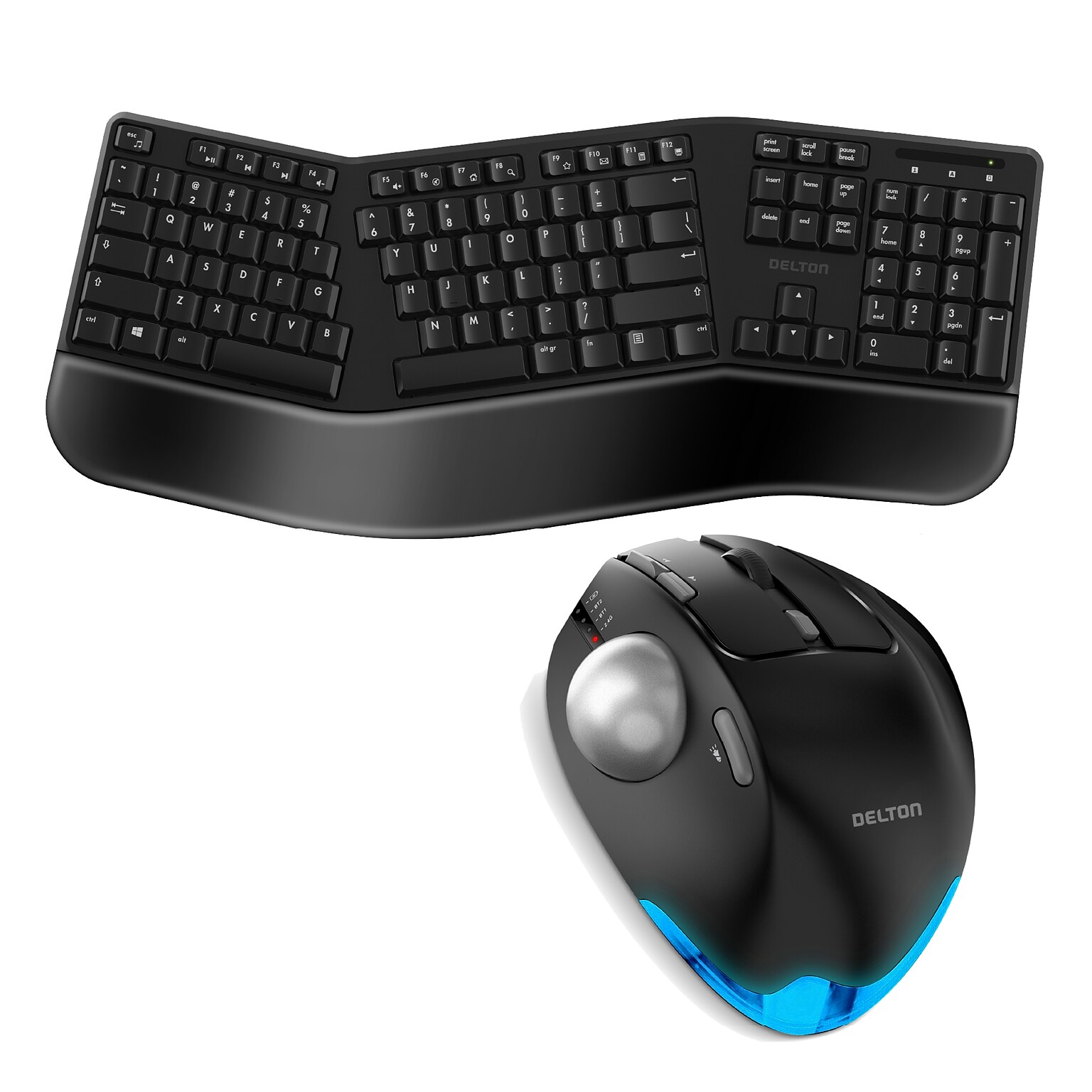 Delton Ergonomic Wireless Keyboard and Trackball Mouse Combo, Black (DKMBKB200BD1)