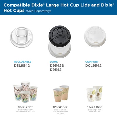Dixie Reclosable Polypropylene Hot Cup Lid, 10/12/16/20 oz. Cup, White, 1000/Carton (DSL9542)